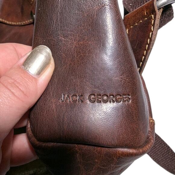 Jack Georges Voyager 7137 Brown Buffalo Leather Convertible Top Flap Backpack - Picture 4 of 6